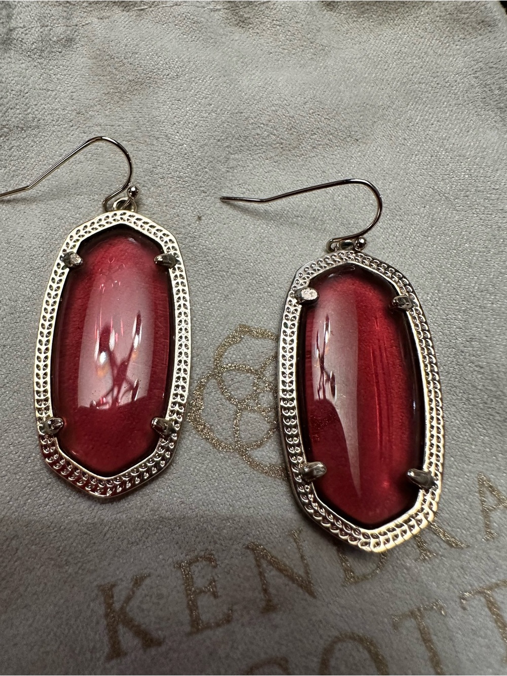 Kendra Scott drop earrings red glass